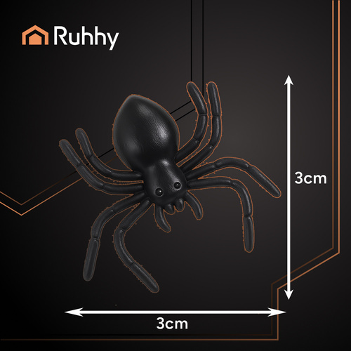 RUHHY Halloween Decorative Spiders – Set of 10 Realistic Black Plastic Spiders (3x3 cm) (WNDR26028) - Image 9