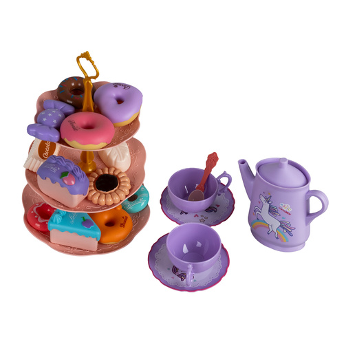 Kruzzel Children’s Tea & Coffee Set with Sweets – Pretend Play Toy Set in Gift Suitcase (WNDR26368) - Image 6
