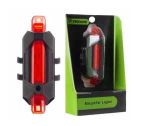 Trizand USB rechargeable bike light – 2 x CREE T6 LED, waterproof, compact 7.5×3.3 cm, front and rear lighting (WNDR18671)
