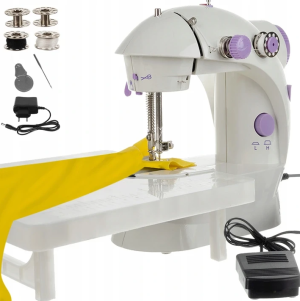 White Mini Sewing Machine with Accessory Table – Compact Sewing Table for Home Use 20 × 35 × 20 cm (WNDR15674)