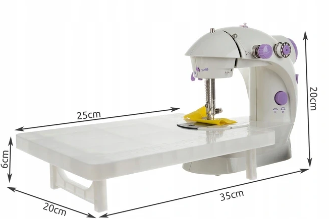White Mini Sewing Machine with Accessory Table – Compact Sewing Table for Home Use 20 × 35 × 20 cm (WNDR15674) - Image 4