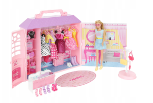 XXL dollhouse with doll and wardrobe – large fashion playset for kids (WNDR10316)