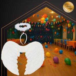 Ruhhy Angel Wings with Halo – White Feather Costume Set (2 pcs, 45 × 35 cm) (WNDR26479)