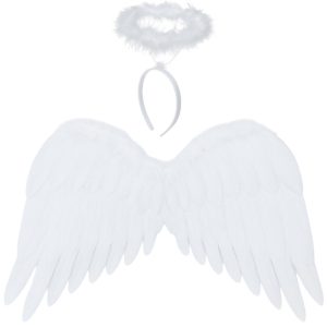 Ruhhy Angel Wings with Halo – White Costume Accessory Set (2 pcs, 50 × 35 cm) (WNDR26480)