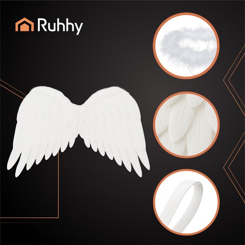 Ruhhy Angel Wings with Halo – White Costume Accessory Set (2 pcs, 50 × 35 cm) (WNDR26480) - Image 3
