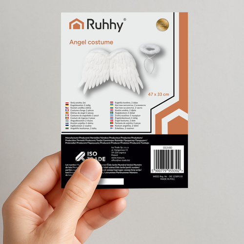 Ruhhy Angel Wings with Halo – White Costume Accessory Set (2 pcs, 50 × 35 cm) (WNDR26480) - Image 6