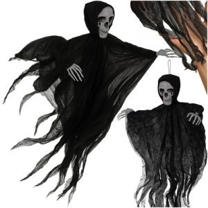 RUHHY Black Hanging Skeleton Decoration – 70 cm (WNDR26125)