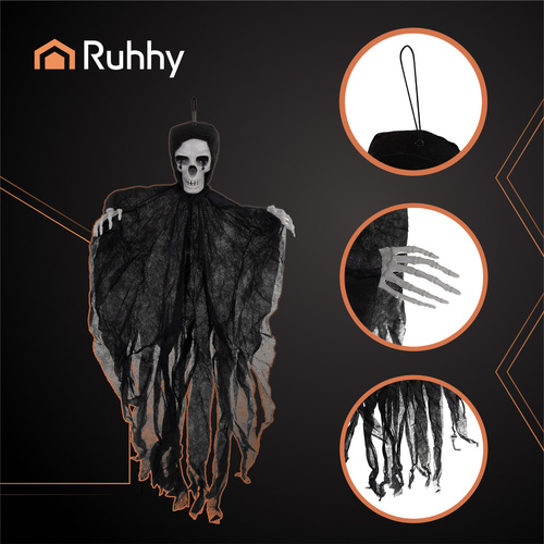 RUHHY Black Hanging Skeleton Decoration – 70 cm (WNDR26125) - Image 5