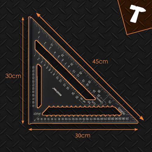 Bigstren Carpenter’s Square 30×30 cm (12") with 5 Pencils – Precision Aluminum Angle Tool (WNDR25874) - Image 7