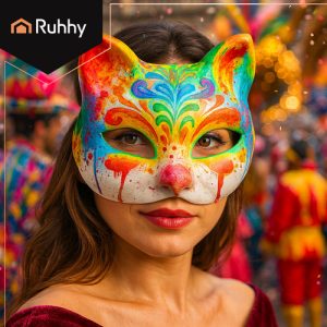RUHHY Cat Face Mask Set – 10 White DIY Paintable Masks with Elastic Bands (WNDR26000)