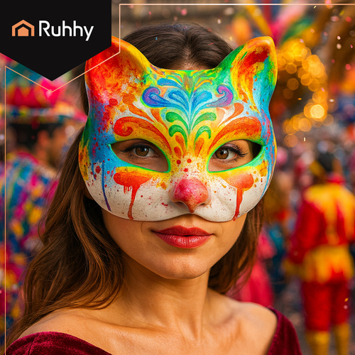 RUHHY Cat Face Mask Set – 10 White DIY Paintable Masks with Elastic Bands (WNDR26000) - Image 2