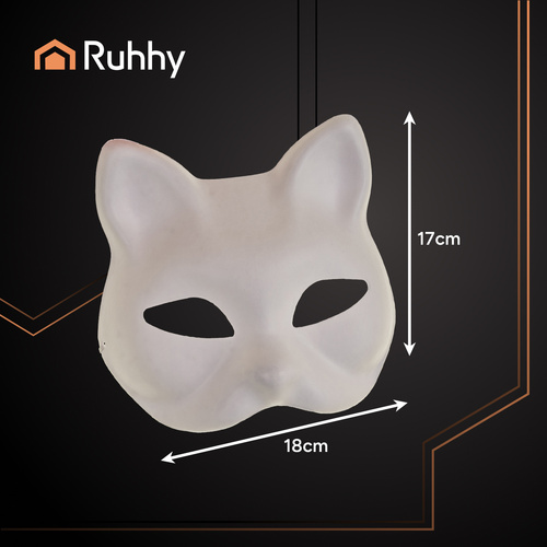 RUHHY Cat Face Mask Set – 10 White DIY Paintable Masks with Elastic Bands (WNDR26000) - Image 9