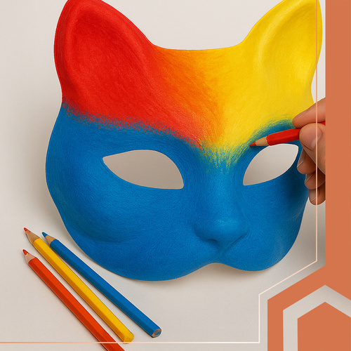 RUHHY Cat Face Mask Set – 10 White DIY Paintable Masks with Elastic Bands (WNDR26000) - Image 4