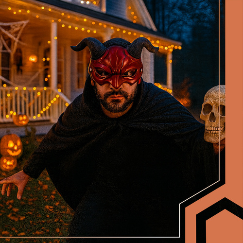 RUHHY Demon/Devil Mask – Red with Black Horns (WNDR26123) - Image 2