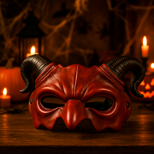 RUHHY Demon/Devil Mask – Red with Black Horns (WNDR26123) - Image 3