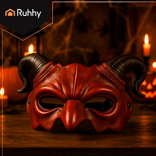 RUHHY Demon/Devil Mask – Red with Black Horns (WNDR26123) - Image 4