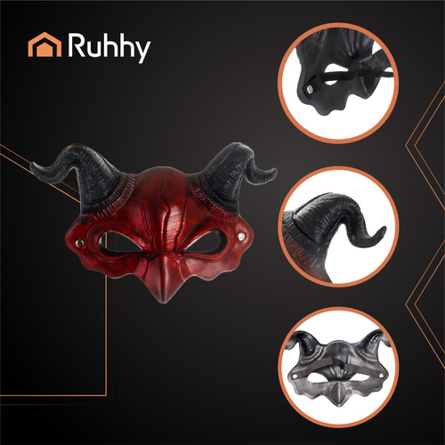 RUHHY Demon/Devil Mask – Red with Black Horns (WNDR26123) - Image 6