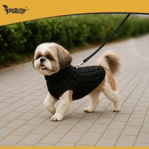 Purlov Dog/Cat Sweater – Size L, Black Knit Winter Turtleneck (WNDR26218)