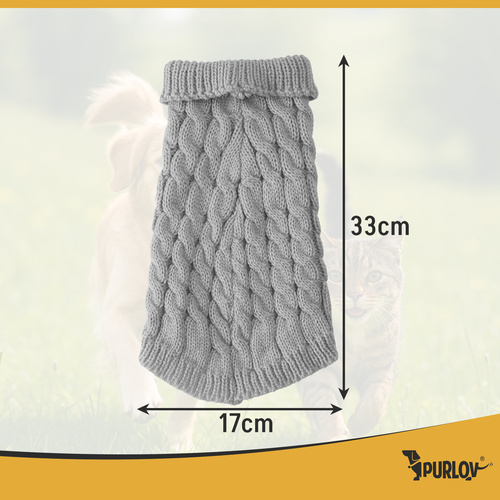 Purlov Dog/Cat Sweater – Size M, Gray Knit Winter Turtleneck (WNDR26217) - Image 4