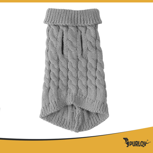 Purlov Dog/Cat Sweater – Size M, Gray Knit Winter Turtleneck (WNDR26217) - Image 5