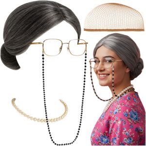 Ruhhy Grandma Costume – 5-Piece Old Lady Outfit for Adults (WNDR26149)