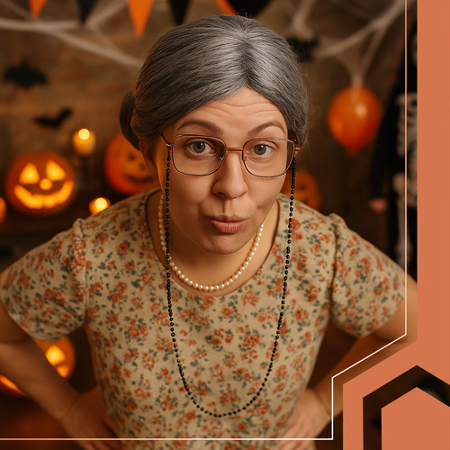 Ruhhy Grandma Costume – 5-Piece Old Lady Outfit for Adults (WNDR26149) - Image 5