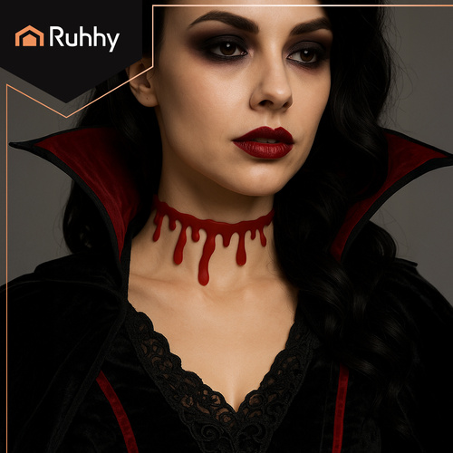 RUHHY Halloween Bloody Choker Necklace – Adjustable Costume Accessory (WNDR26143) - Image 3
