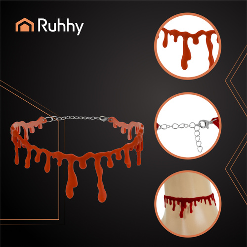 RUHHY Halloween Bloody Choker Necklace – Adjustable Costume Accessory (WNDR26143) - Image 5