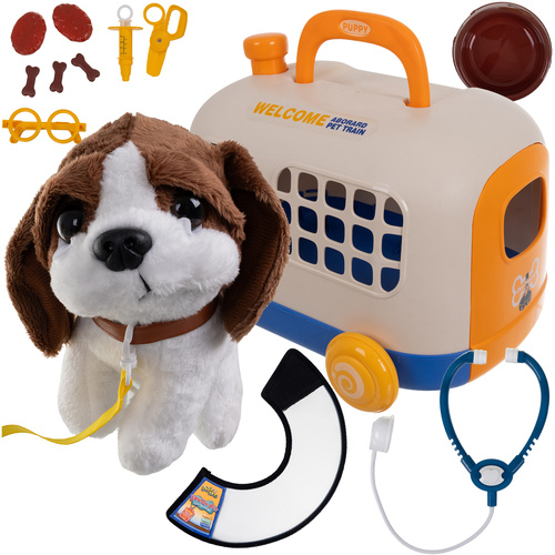 Little Vet Set with Carrier – Pretend Play Veterinary Kit with Plush Dog (WNDR26551)