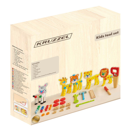 Kruzzel Wooden Tool Box – DIY Construction Kit for Kids (WNDR26581) - Image 11