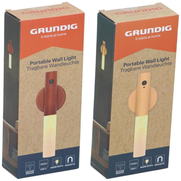 Grundig rechargeable LED wooden wall lamp with motion sensor – portable, magnetic mount (EDC) - Image 14