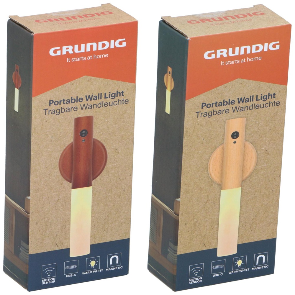 Grundig rechargeable LED wooden wall lamp with motion sensor – portable, magnetic mount (EDC) - Image 14