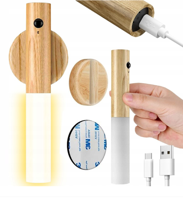 Grundig rechargeable LED wooden wall lamp with motion sensor – portable, magnetic mount (EDC) - Image 5