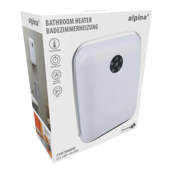 Alpina Bathroom Fan Heater – 800/2000W, PTC Heating, Digital Display (EDC) - Image 4