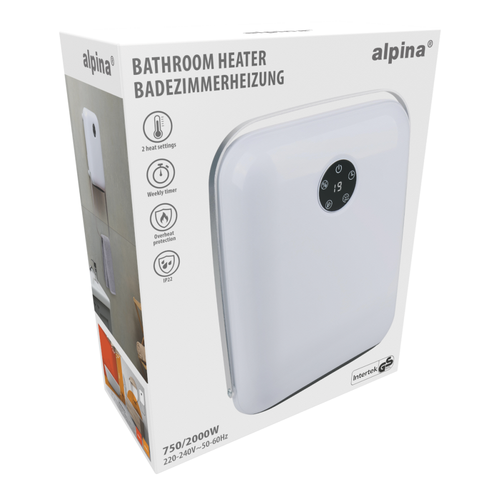 Alpina Bathroom Fan Heater – 800/2000W, PTC Heating, Digital Display (EDC) - Image 4