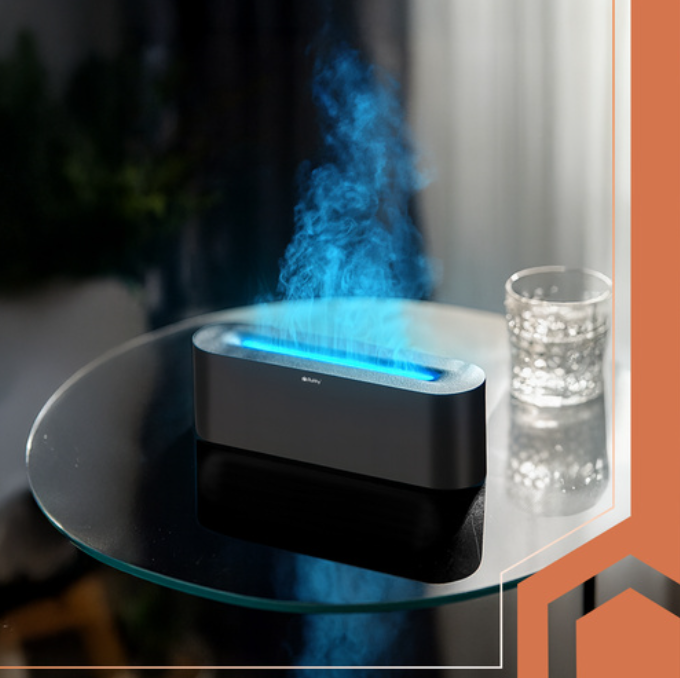 Ruhhy 250 ml flame-effect aromatherapy humidifier – ultrasonic essential oil diffuser with LED light (WNDR26328) - Image 2